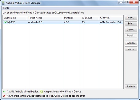 android avd manager