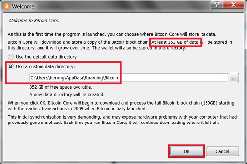 Bitcoin Core Warning on Download BlockChain