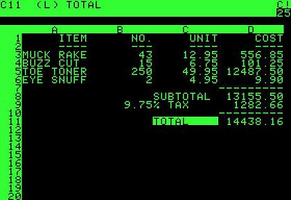 VisiCalc for Apple II in 1979