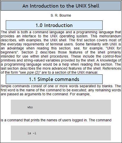 An Introduction to the Unix shell by S. R. Bourne
