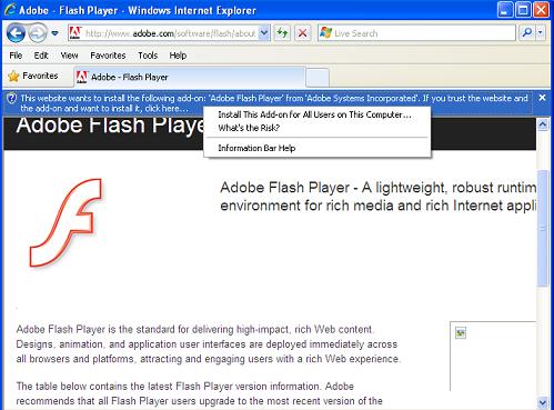 adobe flash player version 8 update