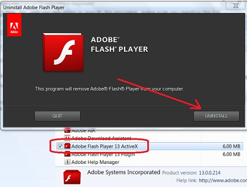adobe alerts uninstall flash player