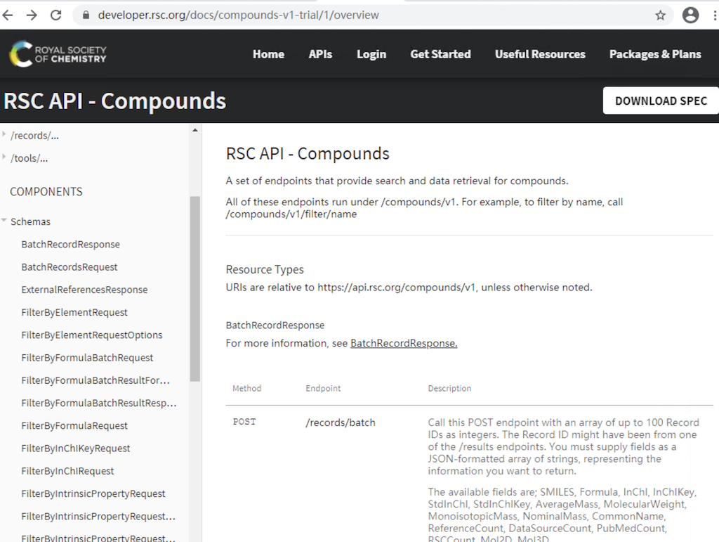 RSC ChemSpider API Documentation