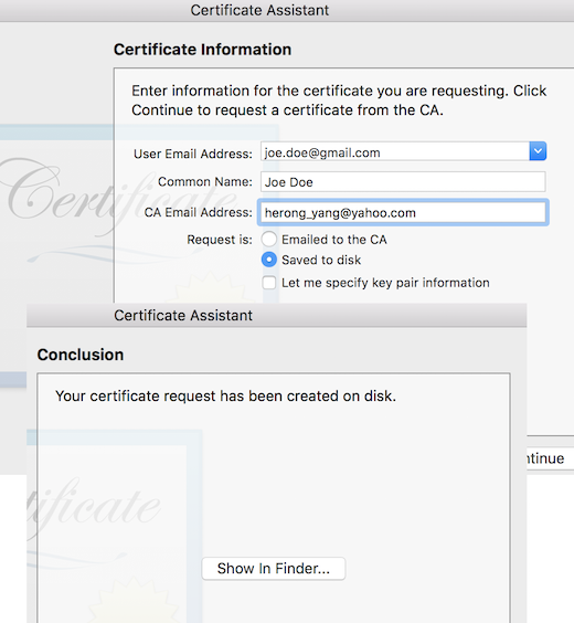 Generate CSR (Certificate Signing Request) in Keychain Access