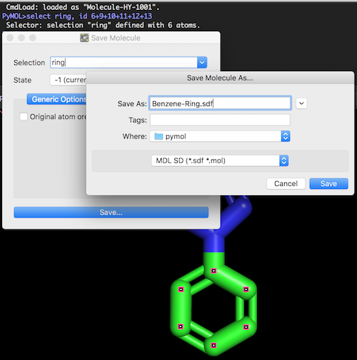 Export Subsctructure from PyMol