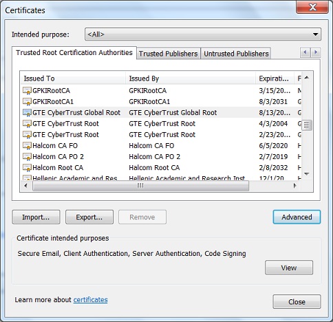 Viewing Trusted Root Certificate in Chrome 40