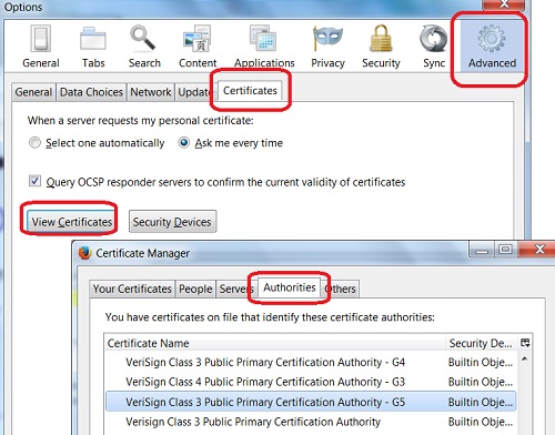 Manage Root CA Certificates - Firefox 35