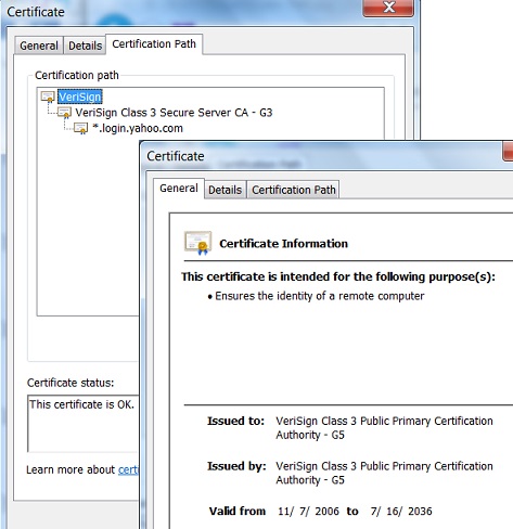 Viewing Server Certificate Path in IE