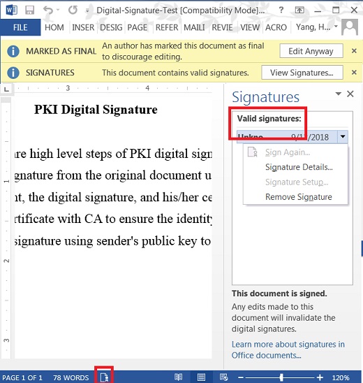 how to do an electronic signature in word