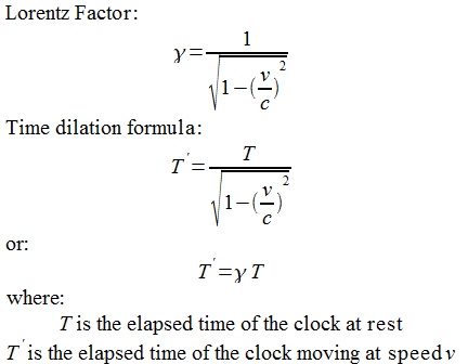 Lorentz Factor and Time Dilation Formula