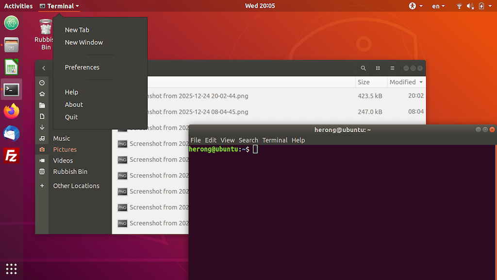 GNOME Activities Workspace Screen