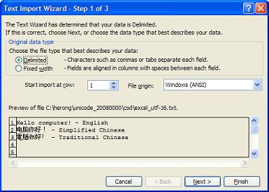 excel text import wizard file origin