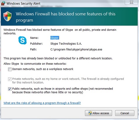Windows 8 Windows Firewall Security Alert