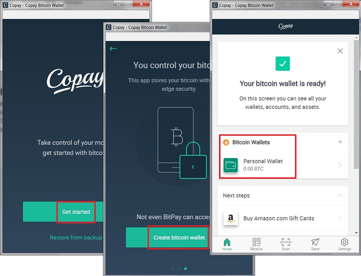 Create First Wallet with Copay