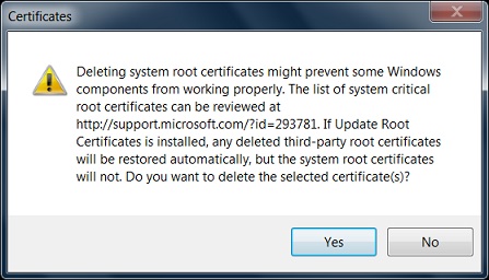 Delete Root Certificate - Google Chrome