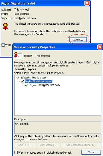 Message Security Properties In Outlook 2007