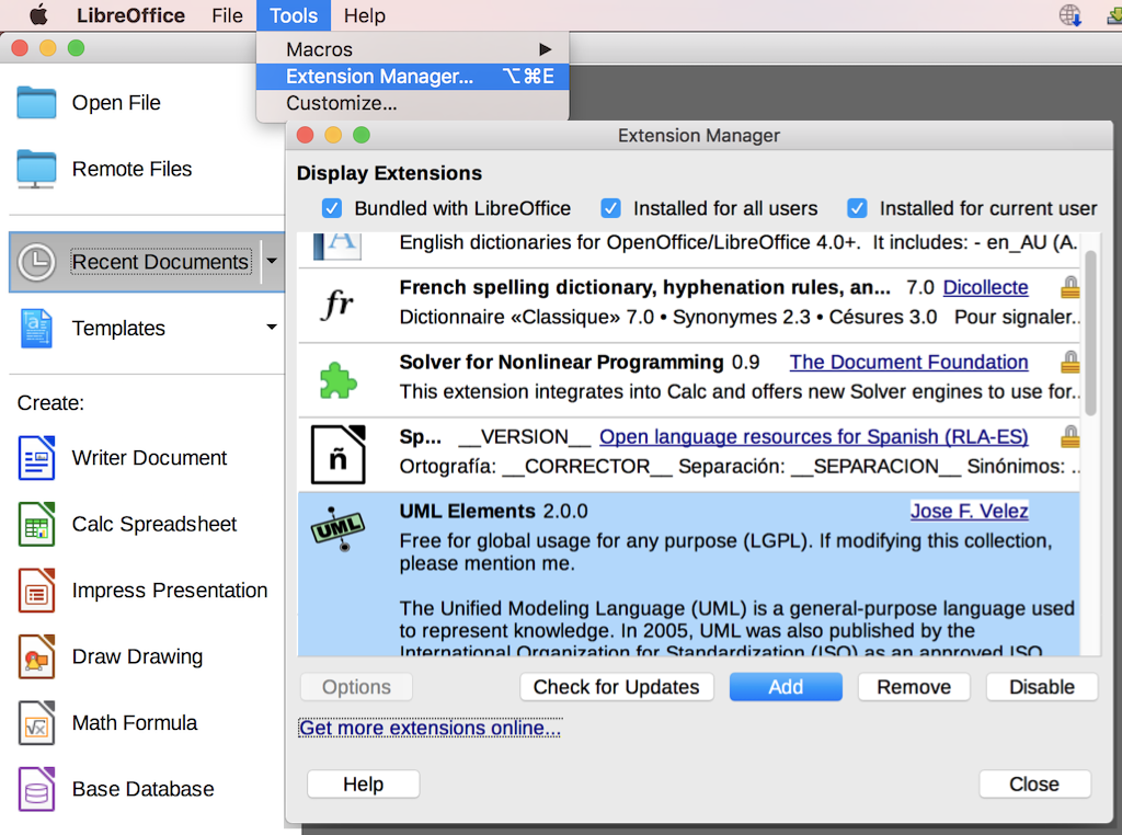LibreOffice Extension - UML Elements