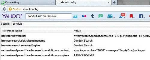 Conduit Search - Firefox Settings Removal