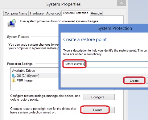 Windows 7 Create Restore Point