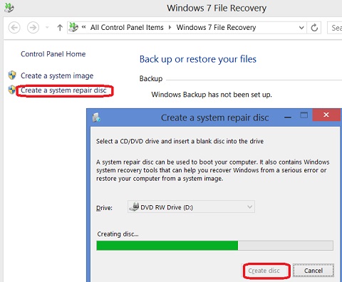 Windows 8: Create System Repair Disc