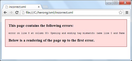 XML Syntax Error Showing in Chrome