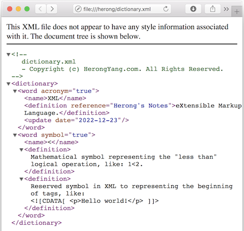 Viewing XML with Apple Safari